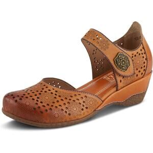 L’Artiste by Spring Step Womens Americana Wedge Mary Jane Shoe - Camel, 41M NEW